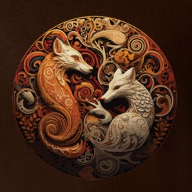 2 Celtic Foxes - Brown T-Shirt