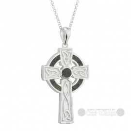 Large Double Sided Celtic Cross with Connemara Marble Frame