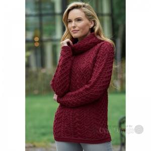 Cowl Neck Ladies Aran - Fushia 