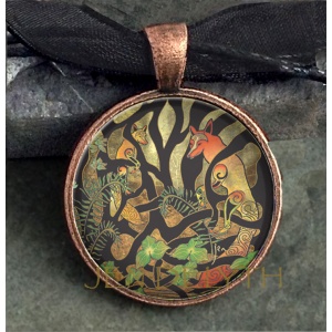 Fox Round Domed Pendant