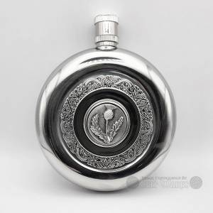 6oz Celtic Flask & Cup - Thistle