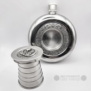 6oz Celtic Flask & Cup - Thistle